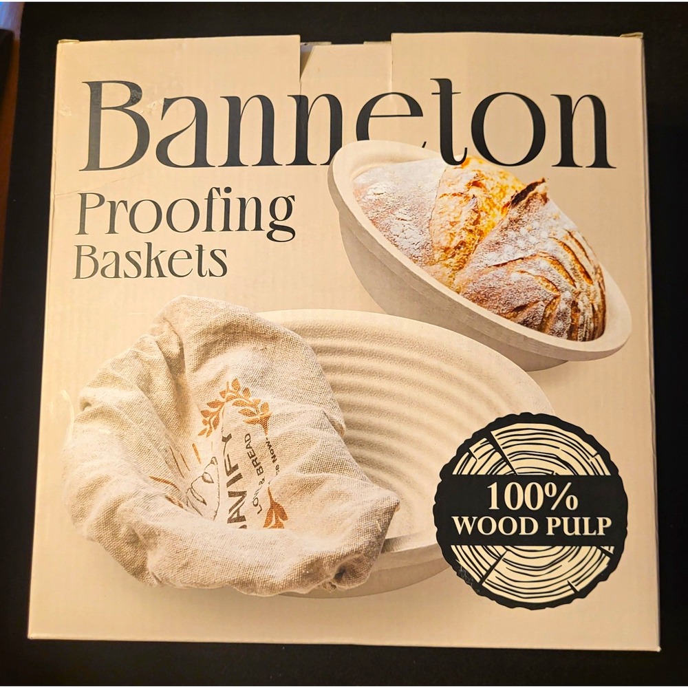 BAVIFY Banneton Proofing Baskets Kit 9in Round 2-Pack Wood Pulp Beige